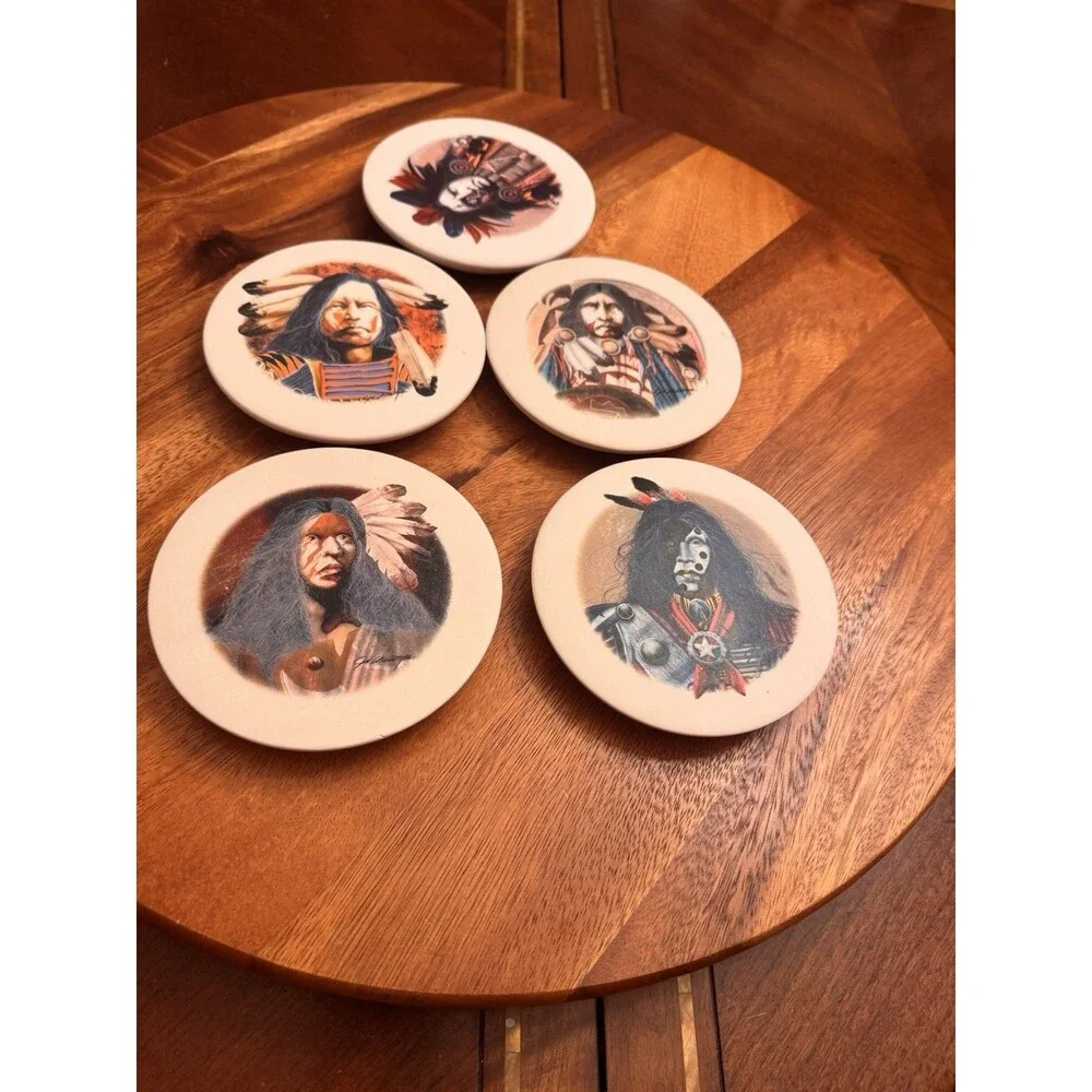 UNBRANDED  NATIVE AMERICANS Stopper Coaster Set Of  FIVE
